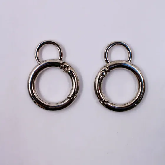 Pingente Argola Mosquetao Articulada 24Mm Em Zamac (2 Pc) - Niquel