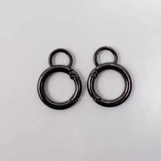 Pingente Argola Mosquetao Articulada 24Mm Em Zamac (2 Pc) - Grafite