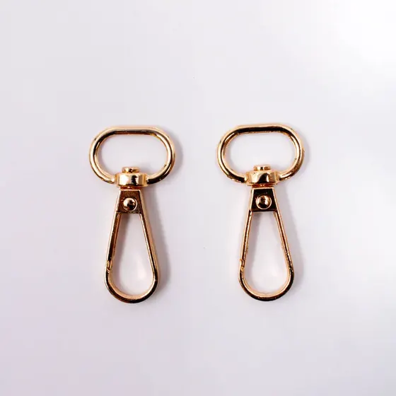 Fecho Mosquetao Base Arredondada 09X42Mm Em Zamak (2 Pc) - Dourado