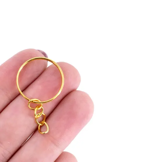 Argola Chaveiro Com Corrente 20Mm Em Ferro Com 1.000 Pecas 073 - Dourado 073
