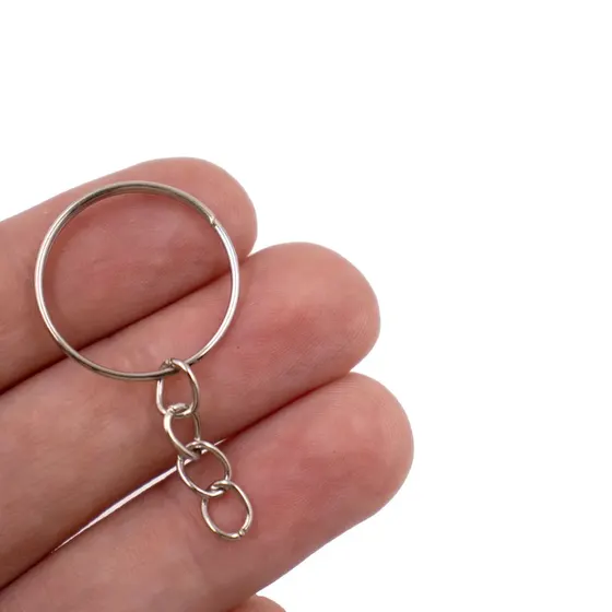 Argola Chaveiro Com Corrente 20Mm Em Ferro Com 1.000 Pecas 074 - Niquel 074