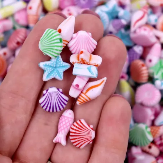 Entremeio Animais Marinhos Perolados 10Mm Em Acrilico Com 500G