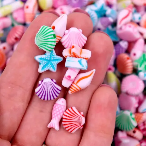 Entremeio Animais Marinhos Perolados 10Mm Em Acrilico Com 500G
