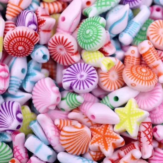 Entremeio Animais Marinhos Perolados 10Mm Em Acrilico Com 500G