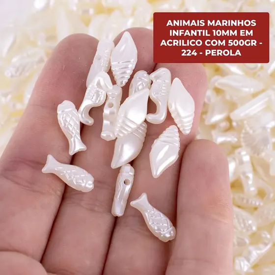 Entremeio Animais Marinhos Perolados 10Mm Em Acrilico Com 500G