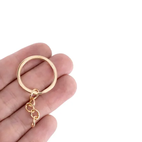 Argola Chaveiro Italiana Com Corrente 25Mm Em Ferro Com 500 Pecas 073 - Dourado 073