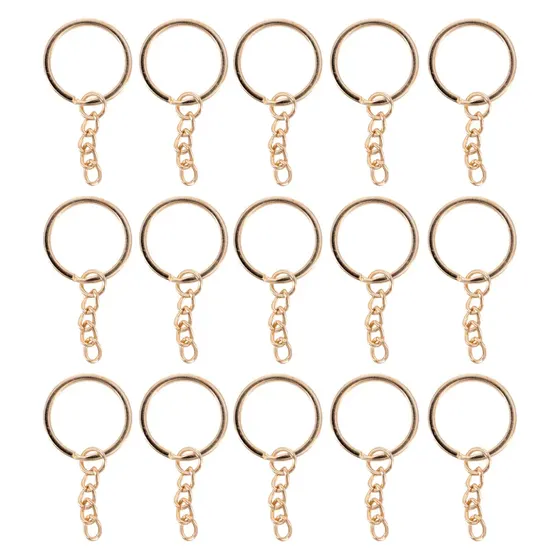 Argola Chaveiro Italiana Com Corrente 25Mm Em Ferro Com 500 Pecas 073 - Dourado 073