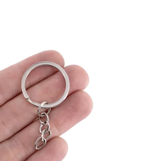 Argola Chaveiro Italiana Com Corrente 25Mm Em Ferro Com 500 Pecas 074 - Niquel 074