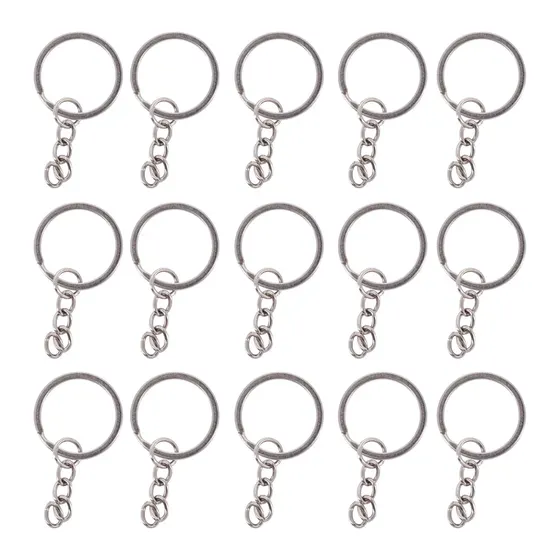 Argola Chaveiro Italiana Com Corrente 25Mm Em Ferro Com 500 Pecas 074 - Niquel 074
