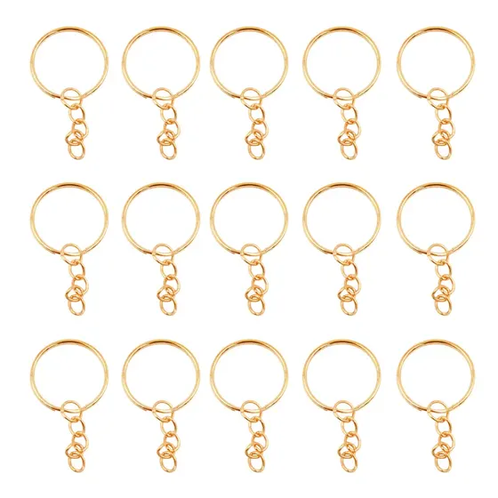 Argola Chaveiro Com Corrente 28Mm Em Ferro Com 500 Pecas 073 - Dourado 073