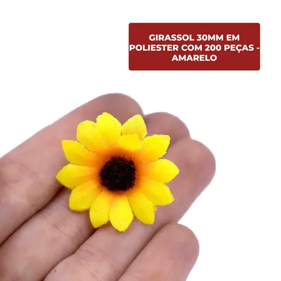 Girassol 30Mm Em Poliester Com 200 Pecas - Amarelo