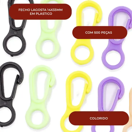Fecho Lagosta 14X33Mm Em Plastico (500 Pc)