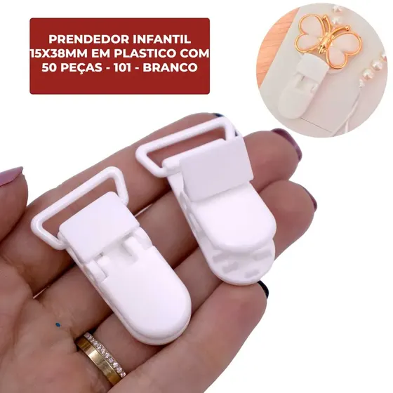 Prendedor Infantil 15X38Mm Em Plastico Com 50 Pecas