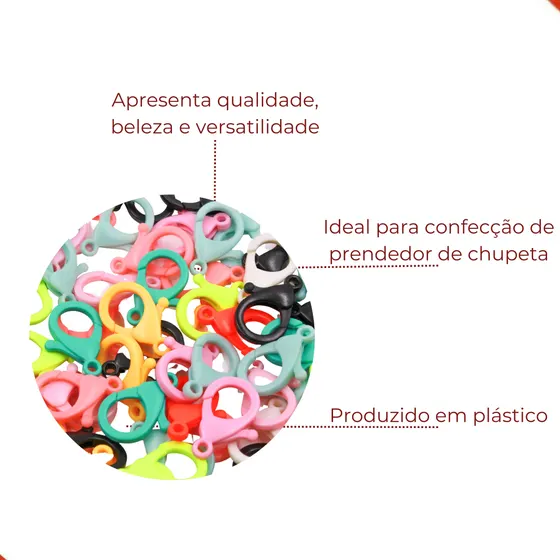Fecho Lagosta Fosco 15X30Mm Em Plastico (200 Pc)