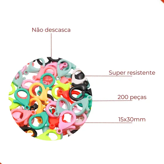 Fecho Lagosta Fosco 15X30Mm Em Plastico (200 Pc)
