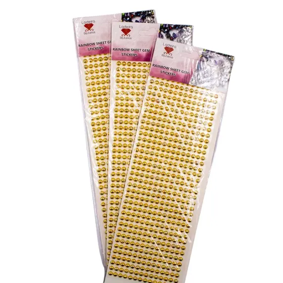 Cartela Adesiva De De Chaton 06Mm C/12 Cartelas Em Acrilico - Dourado