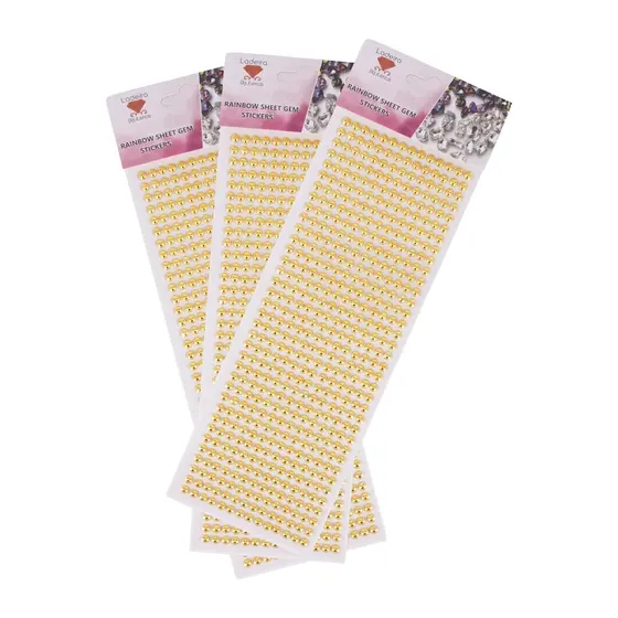 Cartela Adesiva De De Chaton 06Mm C/12 Cartelas Em Acrilico - Dourado