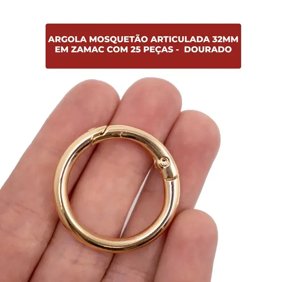 Argola Mosquetao Articulada 32Mm Em Zamac (25 Pc)