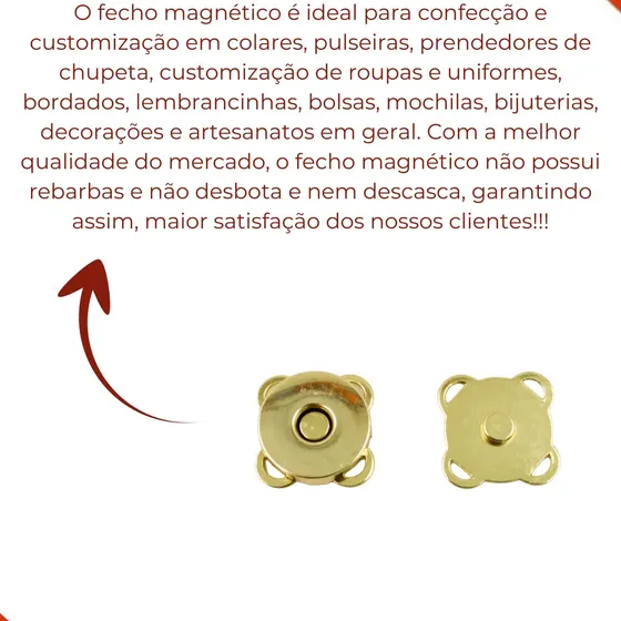 Fecho Magnetico Para Bolsa 18Mm Em Ferro Com 100 Pares