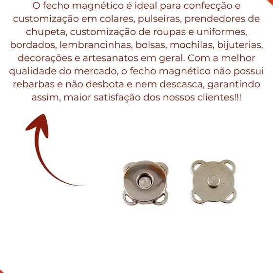 Fecho Magnetico Para Bolsa 18Mm Em Ferro Com 100 Pares