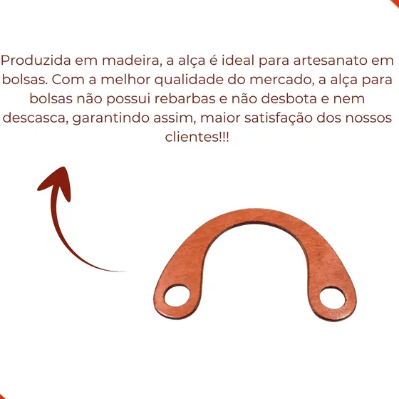 Alca Para Bolsa 19X14Cm Em Madeira Com 2 Unidades
