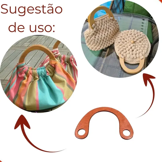 Alca Para Bolsa 19X14Cm Em Madeira Com 2 Unidades
