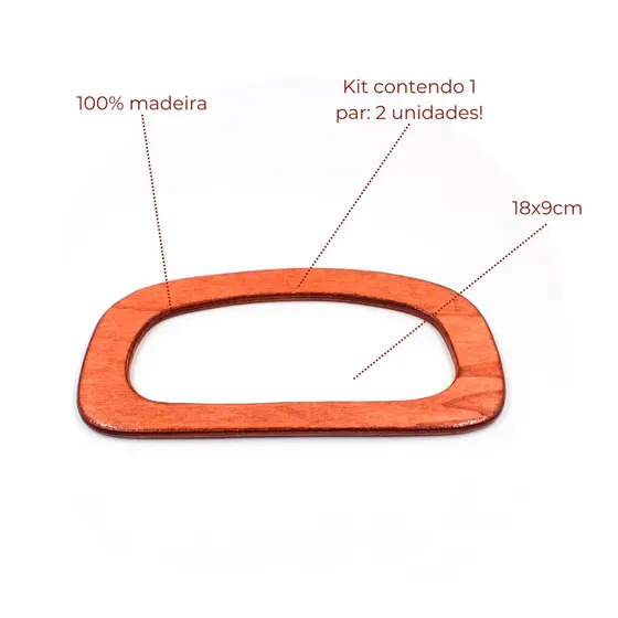 Alca Para Bolsa 18X09Cm Em Madeira Com 2 Unidades