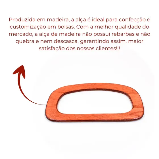 Alca Para Bolsa 18X09Cm Em Madeira Com 2 Unidades