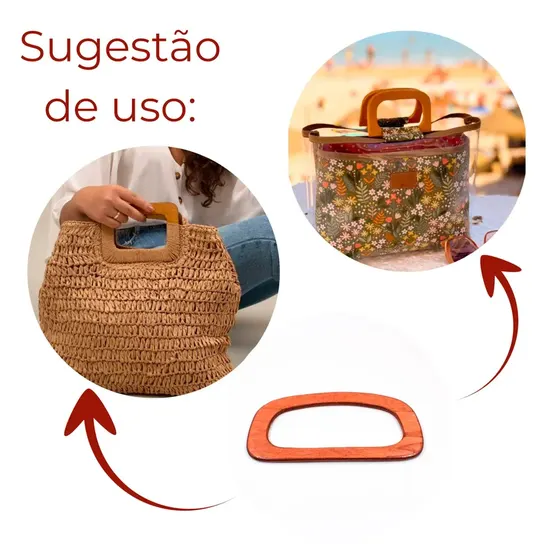 Alca Para Bolsa 18X09Cm Em Madeira Com 2 Unidades