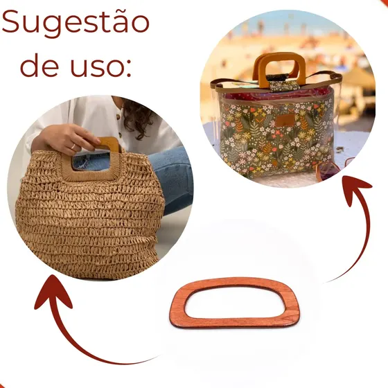 Alca Para Bolsa 18X09Cm Em Madeira Com 2 Unidades