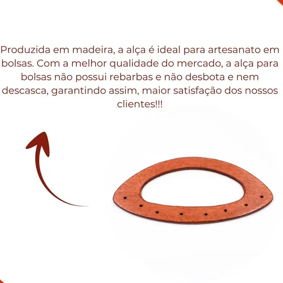 Alca Para Bolsa 21X11Cm Em Madeira Com 2 Unidades