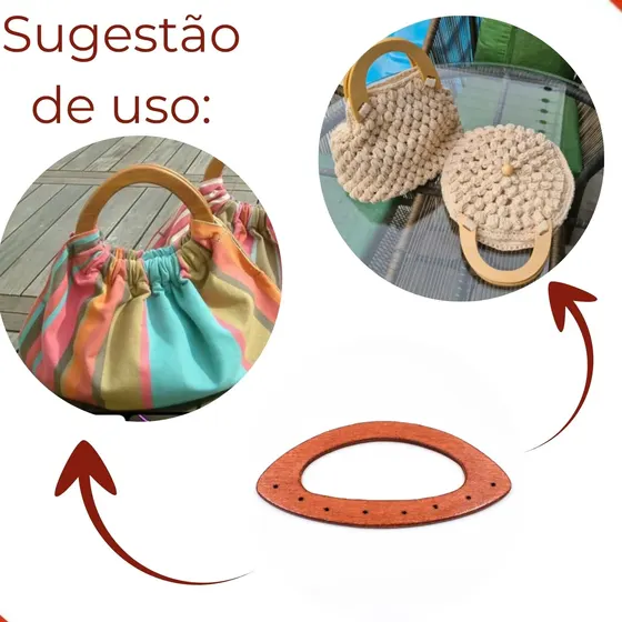 Alca Para Bolsa 21X11Cm Em Madeira Com 2 Unidades