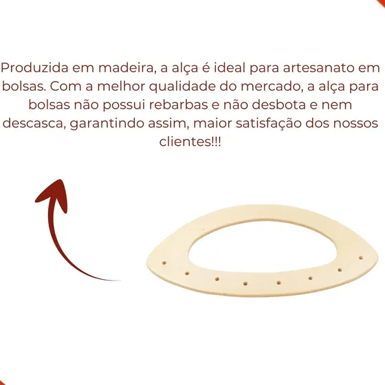 Alca Para Bolsa 21X11Cm Em Madeira Com 2 Unidades