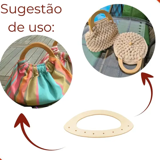 Alca Para Bolsa 21X11Cm Em Madeira Com 2 Unidades