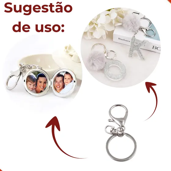 Fecho Lagosta 34Mm Com Conector E Argola 30Mm Em Zamac (50 Pc)
