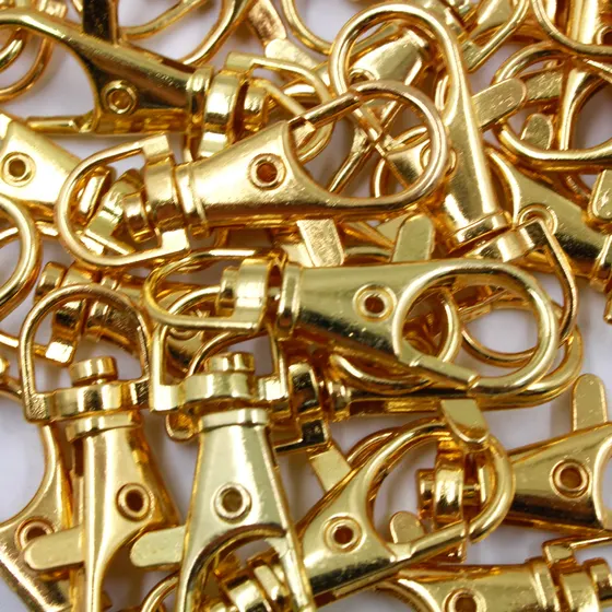 Fecho Mosquetao Base Arredondada 38Mm Em Zamac (100 Pc) - Dourado