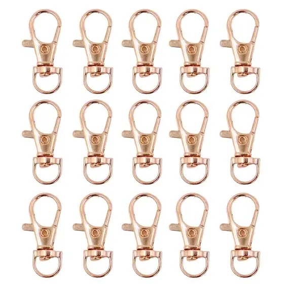Fecho Mosquetao Base Arredondada 38Mm Em Zamac (100 Pc) - Dourado