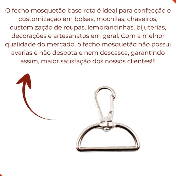 Fecho Mosquetao Base Reta 42Mm Em Zamac (100 Pc) - Niquel