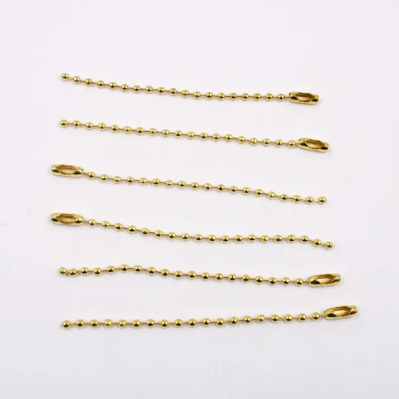 Corrente De Bolinha 2.4Mm Com Fecho Canoa Em Ferro 08Cm Com 500 Pecas - Dourado