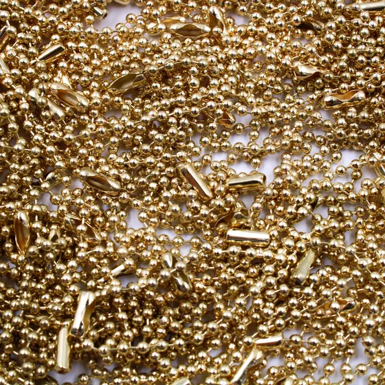 Corrente De Bolinha 02Mm Com Fecho Canoa 10Cm Em Zamac Com 500 Pecas - Dourado
