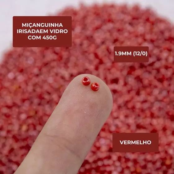 Micanguinha Candy Color 1.9Mm (12/0) Em Vidro Com 450G - Vermelho