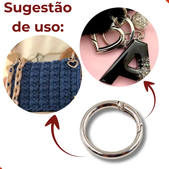 Argola Mosquetao 32Mm Em Zamac (25 Pc) - Niquel