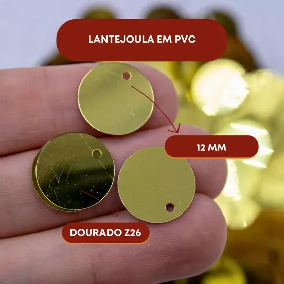 Lantejoula Com Furo 12Mm Em Pvc Com 500G