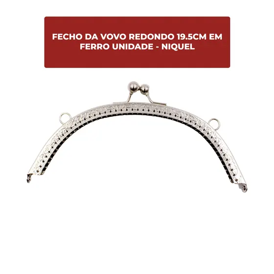Fecho Da Vovo Redondo 19.5Cm Em Ferro Unidade - Niquel
