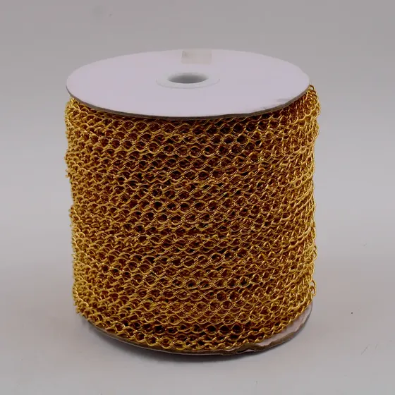Corrente Alongadora 7.5X5.7Mm Em Ferro Com 100 Metros - Dourado