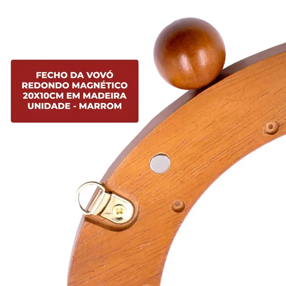 Fecho Da Vovo Redondo Magnetico 20X10Cm Em Madeira Unidade