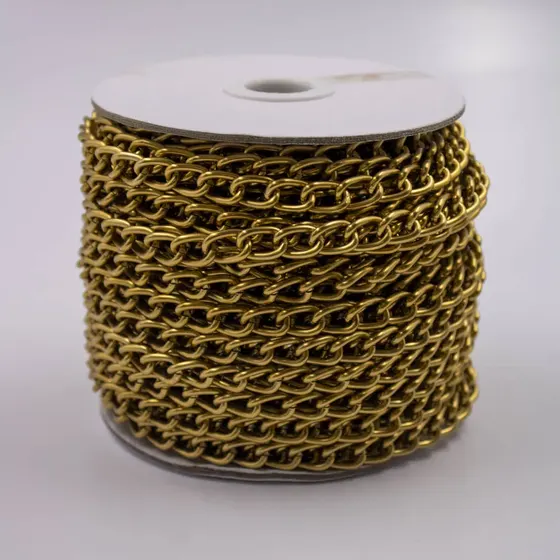 Corrente Groumet 12.5X8.3Mm Em Aluminio Com 25 Metros - Ouro Velho