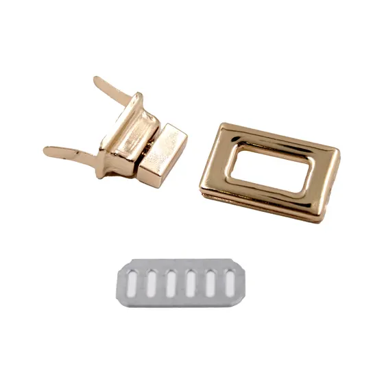Fecho Para Bolsa Retangular Turn Lock 27X17Mm Em Ferro (20 Pc) - Dourado