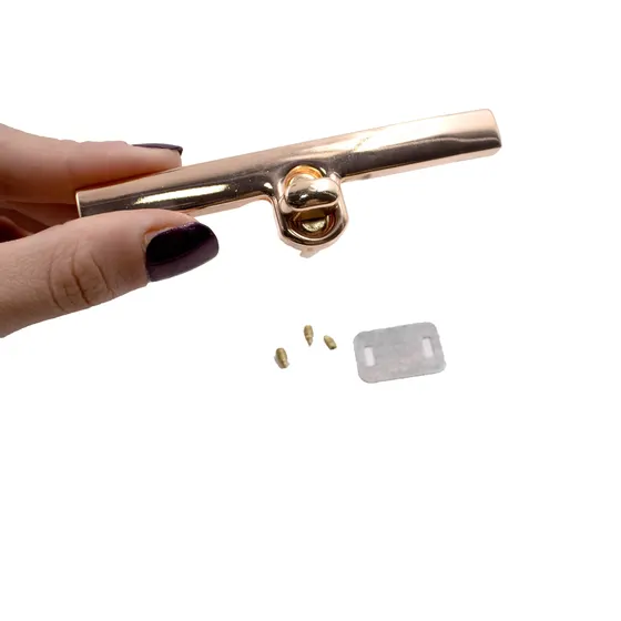 Fecho Retangular Para Bolsa 36X98Mm Em Ferro Unidade - Dourado