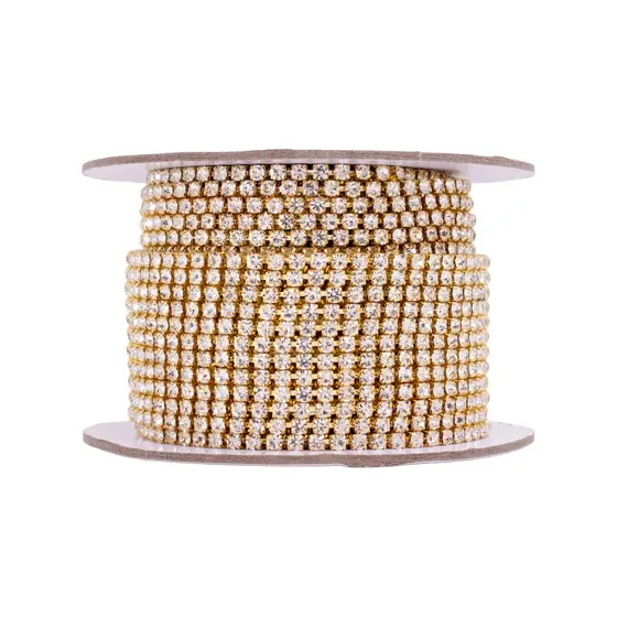 Corrente De Strass Junta Ss16 Em Vidro Com 25 Metros